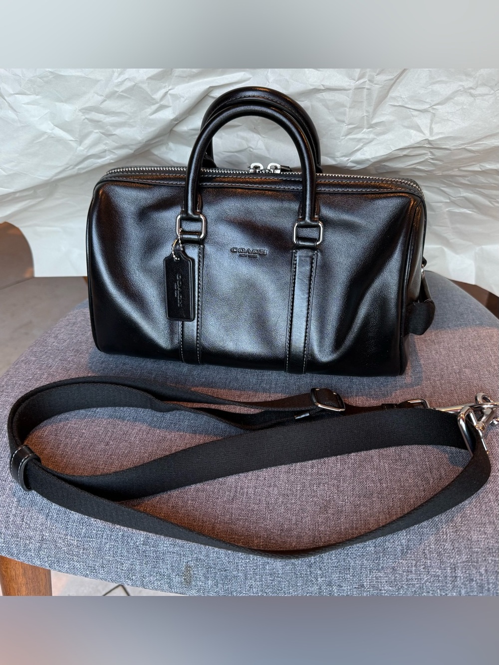 Coach Venturer Duffle Bag 27 Black with Silver Hardware
